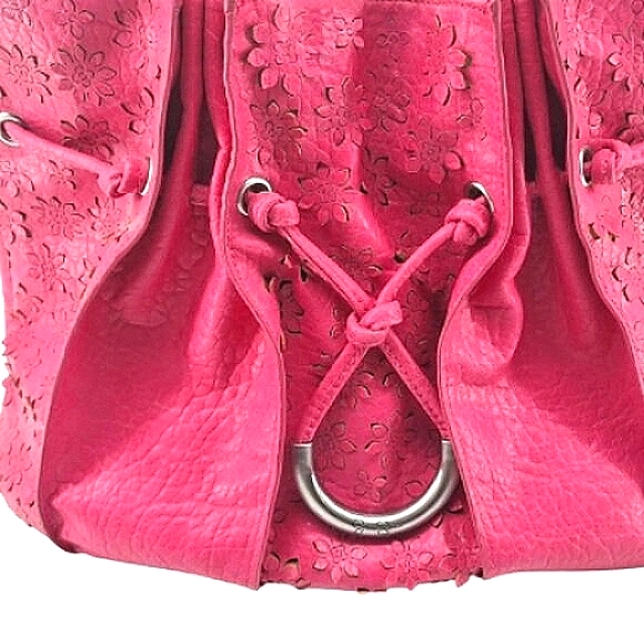 Like New-Jessica Simpson Large Bubblegum Pink Flower Shoulder Bag - Picture 3 of 11